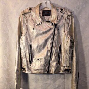 Blank NYC Gold Metallic Biker Moto Party Jacket Faux Leather Women's Sz S